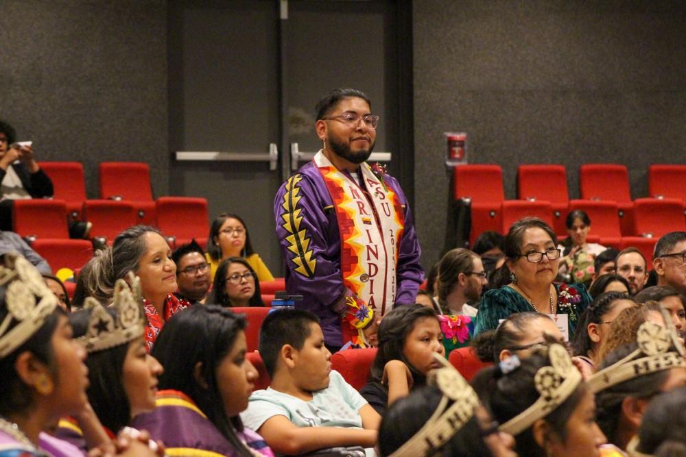 Lance H. Sanchez being introduced as a judge for the 2019 - 2020 Miss Native American University of Arizona pageant. Lance's hometown is in the Sif Oidak District of Tohono O'odham Nation and he is Mr Indian ASU 2019-20.