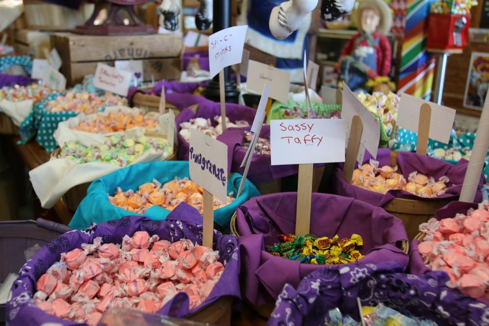 Hundreds of candies are available at Purple Penguin Candy Emporium, along with the large assortment of flavored taffies to choose from.