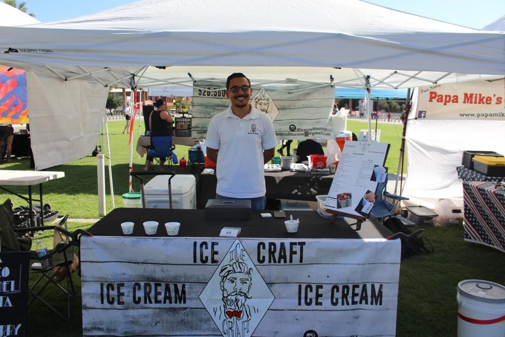Ice crage Creamery Horacio Quirrin starts the day with a smile before getting ready to sell ice cream products
