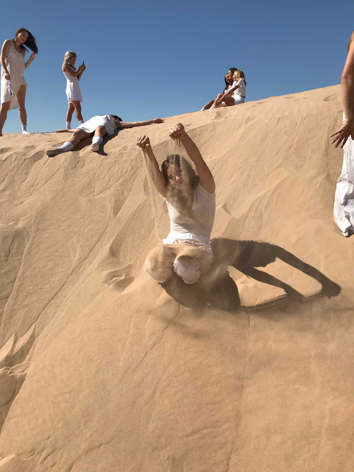  Dancer plays in the sand while in Yuma for the VR ballet shoot. 