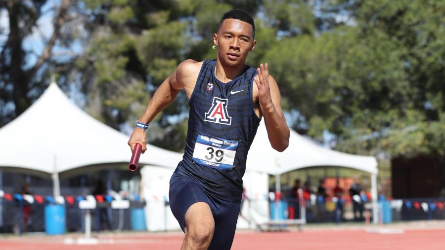 Arizona sprinter Umajesty Williams runs down the track during on of their seasonal meets held at the Roy P. Drachman Track and Field Stadium. (Courtesy photo by Chris Hook/Arizona Athletics.)