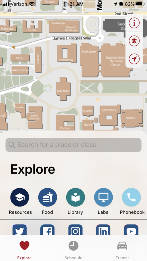 A screenshot of the home page of the UA Mobile App. 