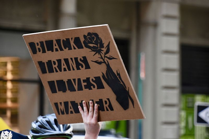 Sign held by a protester at Black Trans Lives Matter May Day 2017 in New York City. (Courtesy Wikimedia Commons)