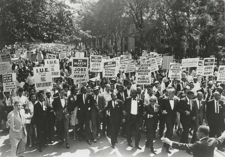 March on Washington for Jobs and Freedom, Martin Luther King, Jr. and Joachim Prinz pictured, 1963.