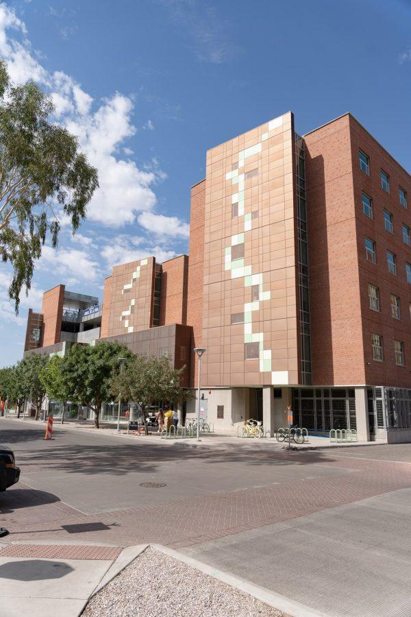 University of Arizonas Árbol de la Vida Residence Hall located on the edge of UA campus. Taken on August 16, 2020 during a student move in day.