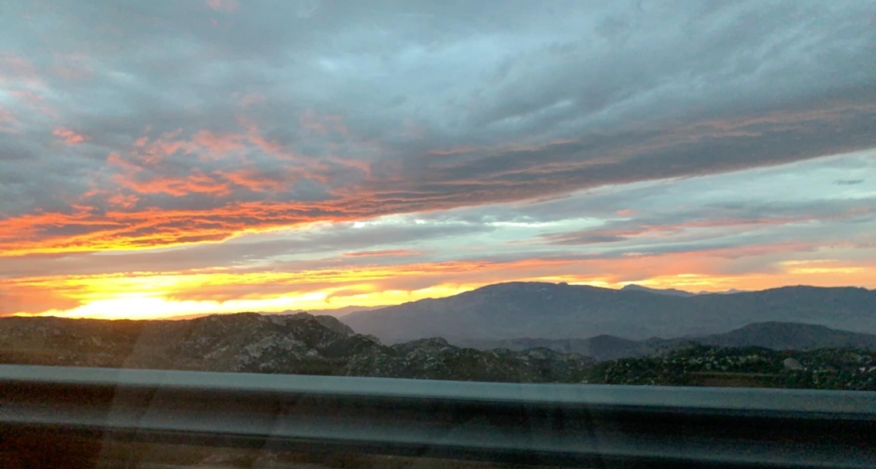 A picture of the sunrise on the road up Mt. Lemmon. 