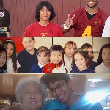Still from the documentary “Asian and American”. Childhood pictures of the subjects (from top to bottom) Shoon Shojima, Sandy Trieu, and Matthew Potwardowski. Photo courtesy of Andy Nguyen Zhao.  