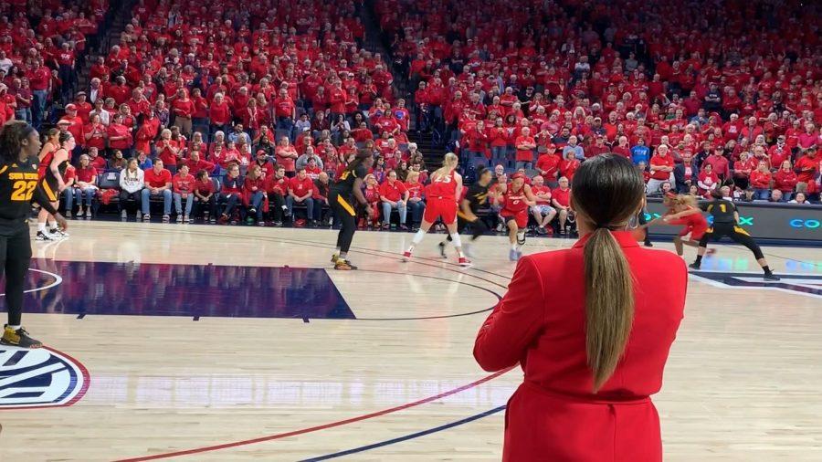 Photo from a video clip Zoe Lambert filmed on her iPhone during a game against ASU on Friday, Jan. 24, 2020 in McKale Center Tucson, Ariz. (Courtesy Zoe Lambert)