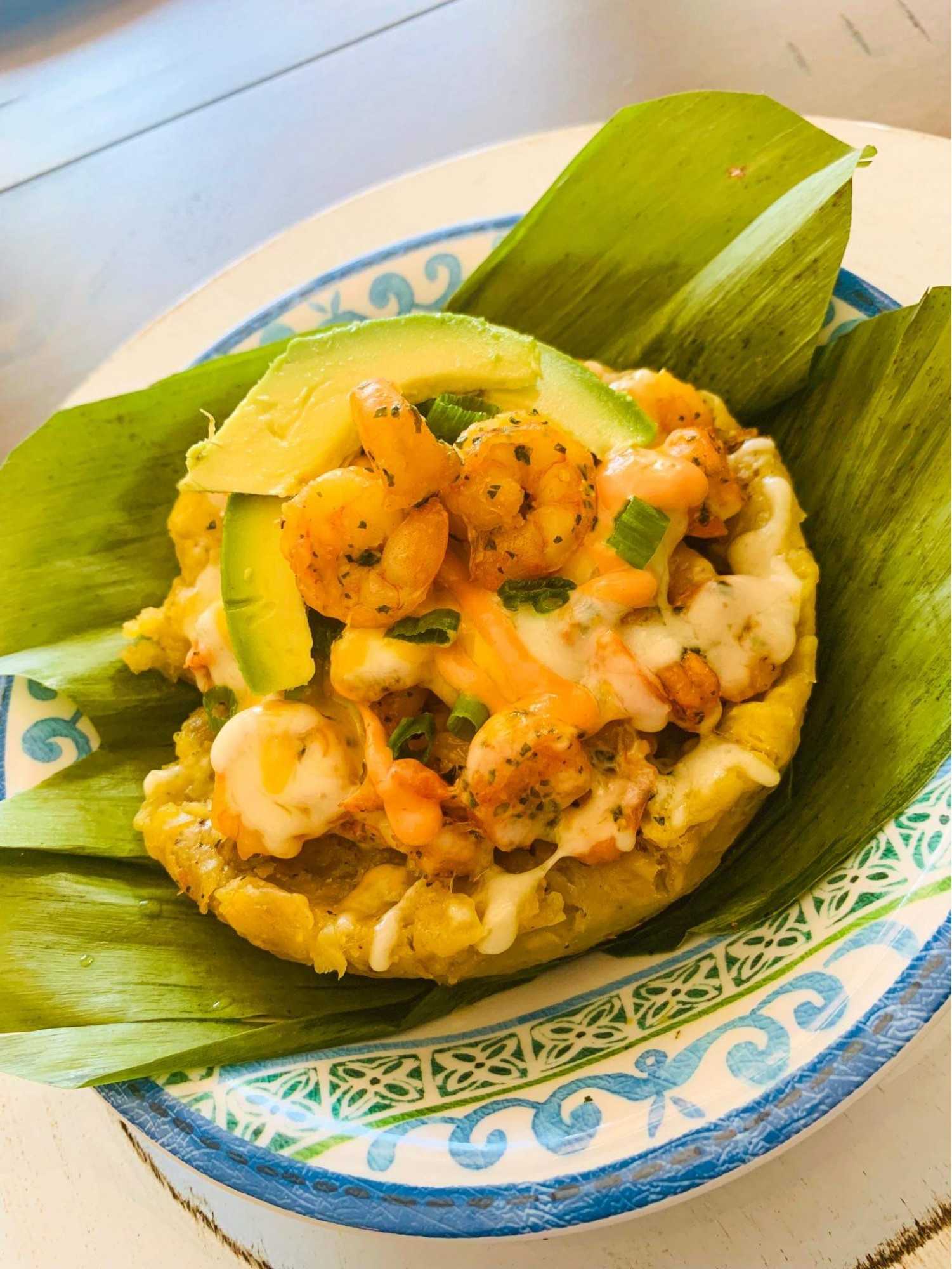 One of Dayami Exposito's menu items she made for her business, Cucusa's Caribbean Cuisine, mofongo stuffed with shrimp. (Courtesy Exposito)