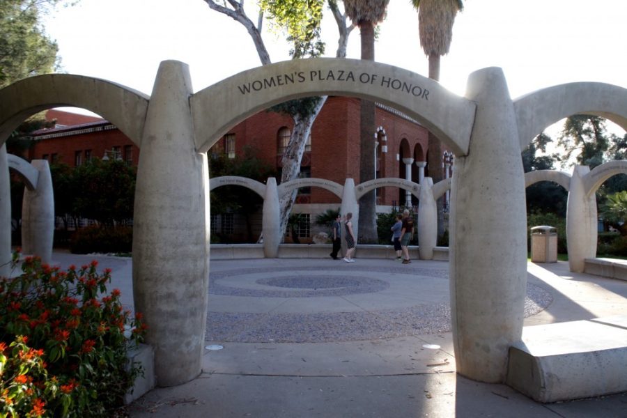 The Womens Plaza of Honor is located next to Centennial Hall on the University of Arizona campus. The Womens Advisory Council is raising money to add a bench dedicated to Supreme Court Justice Ruth Bader Ginsburg. 