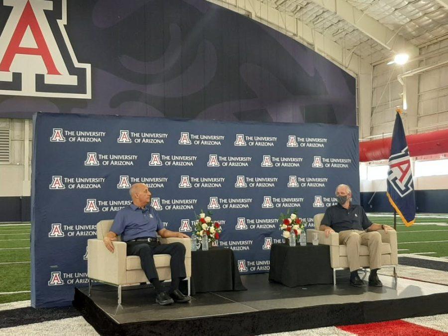 Task force Director Dr. Richard Carmona and University of Arizona President Dr. Robert C. Robbins at the first reentry press conference on Wednesday, May 20, 2020.