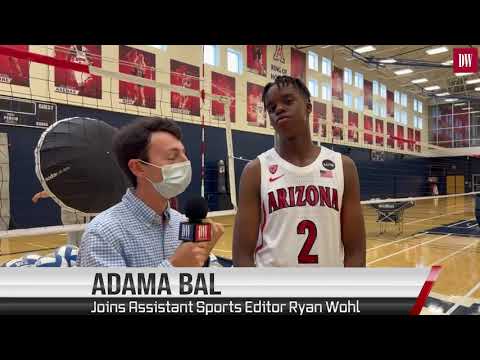 Assistant Sports Editor Ryan Wohl interviews Freshmen 4-star guard Adama Bal at 2021 mens basketball media day.