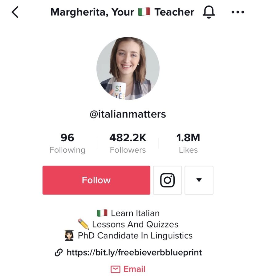 Margherita Berti has had the opportunity to share her knowledge of the Italian language with her followers on her TikTok account, @italianmatters. (Screenshot from @italianmatters TikTok page)