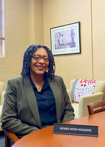 Kendal Washington White the Dean of Students and Vice Provost for Campus Life at the University of Arizona sitting in her office in the Nugent building. 