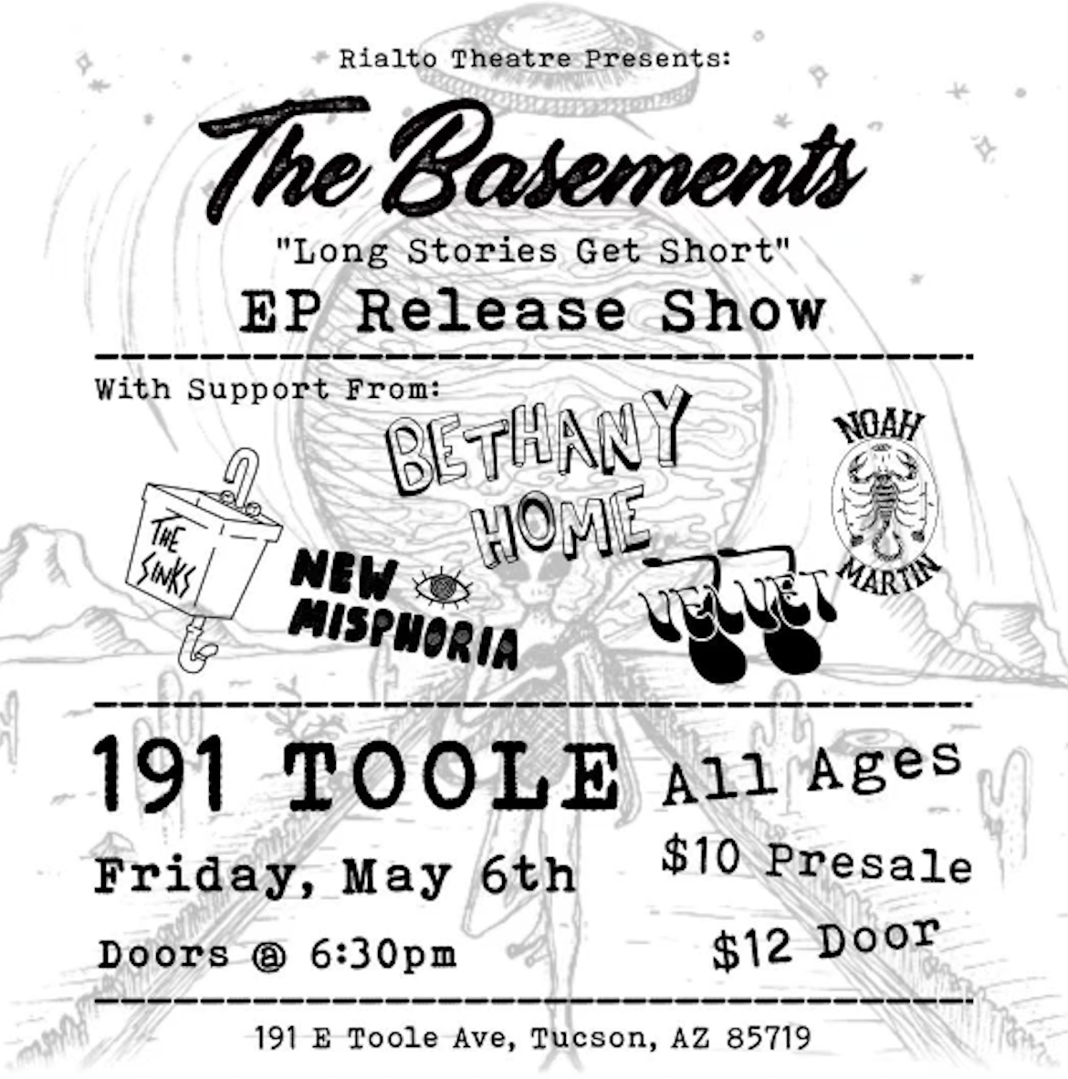 The Basements EP Release Show flyer courtesy of Sebastian Driver