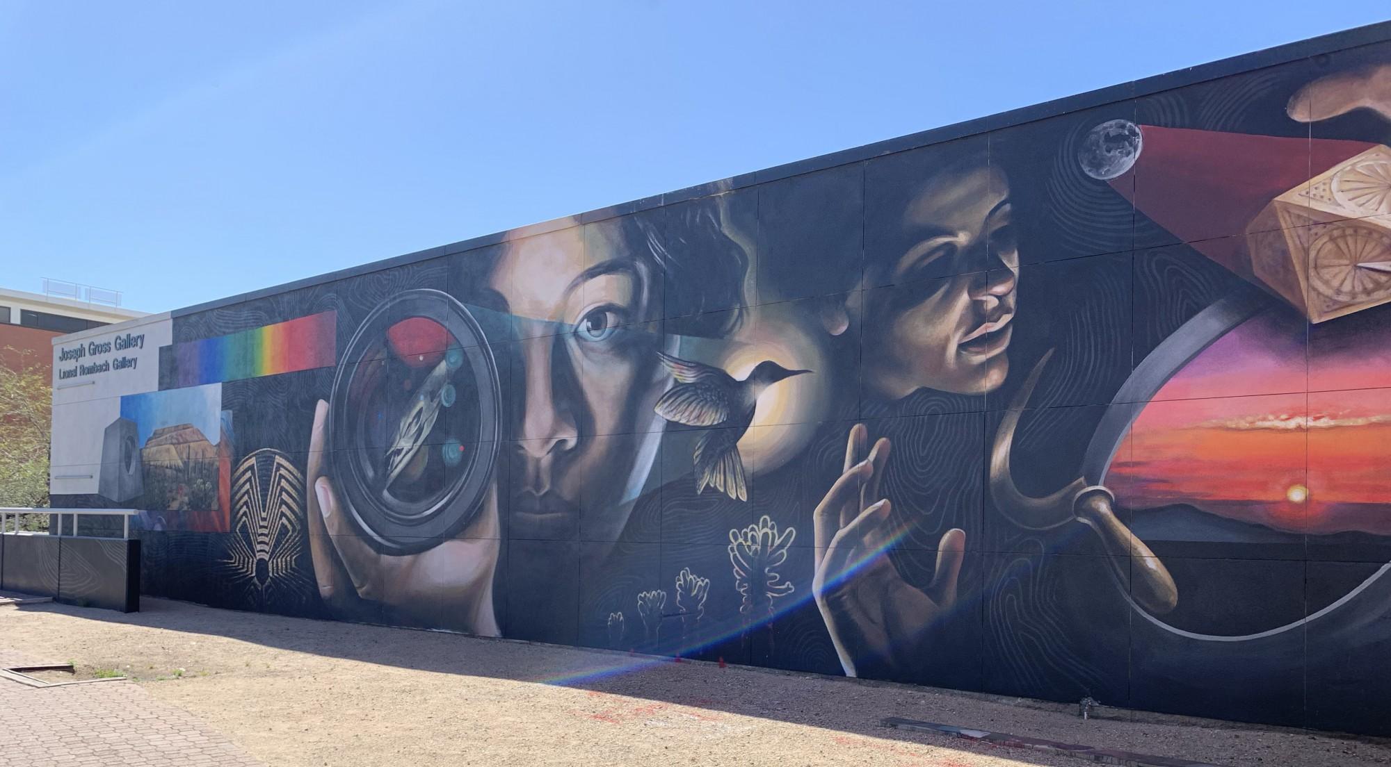 School of Art Mural by Karlito Miller Espinosa 2021. Speedway Boulevard and North Mountain Ave, Tucson, AZ. (Photograph by Lizette Arias)