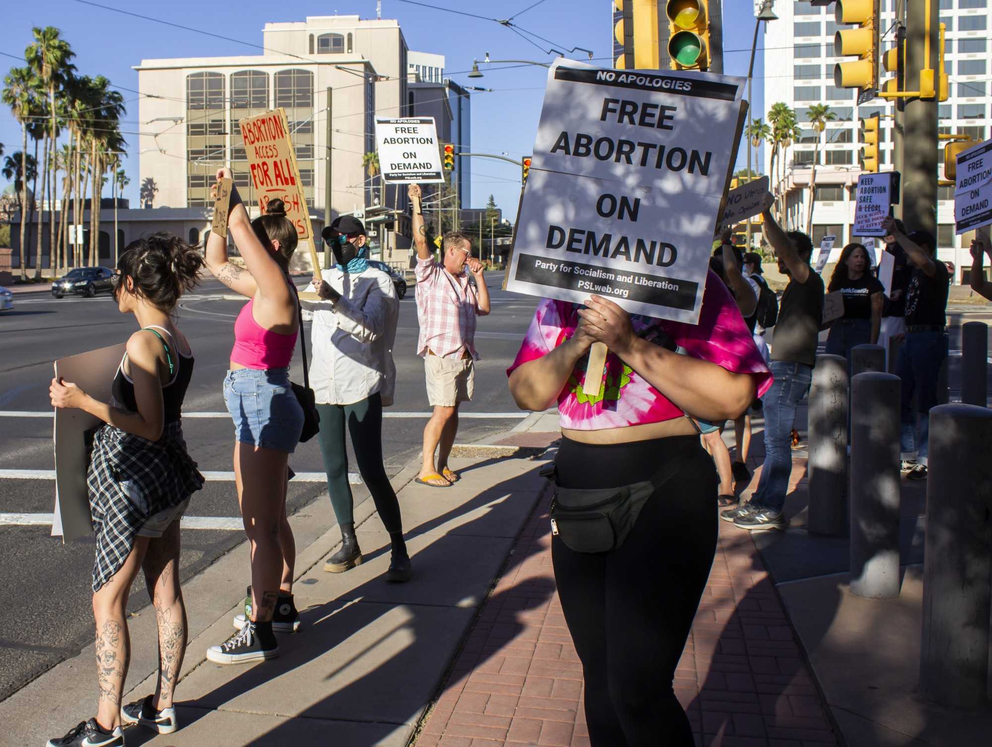 After a Tuesday, May 3, Pro-choice peace rally, more protesters gathered at the steps of the Tucson Courthouse Sunday, May 8. The protesters ask for abortion to stay legal as the Supreme Court leaked draft decision to overturn Roe v. Wade.