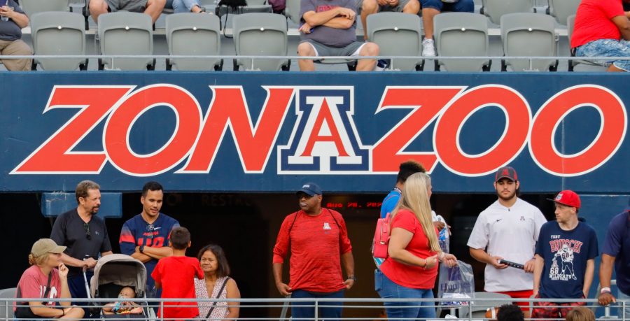 The ZonaZoo entrance at Arizona Stadium floods with fans exited to watch a friendly scrimmage on Saturday, Aug. 20.