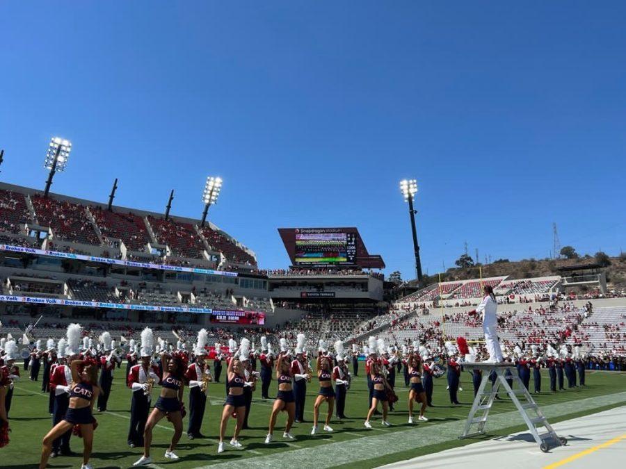 The Pride of Arizona plays their show, The Music of Silk Sonic, at the Snapdragon Stadium in San Diego. (Courtesy Chad Shoopman)