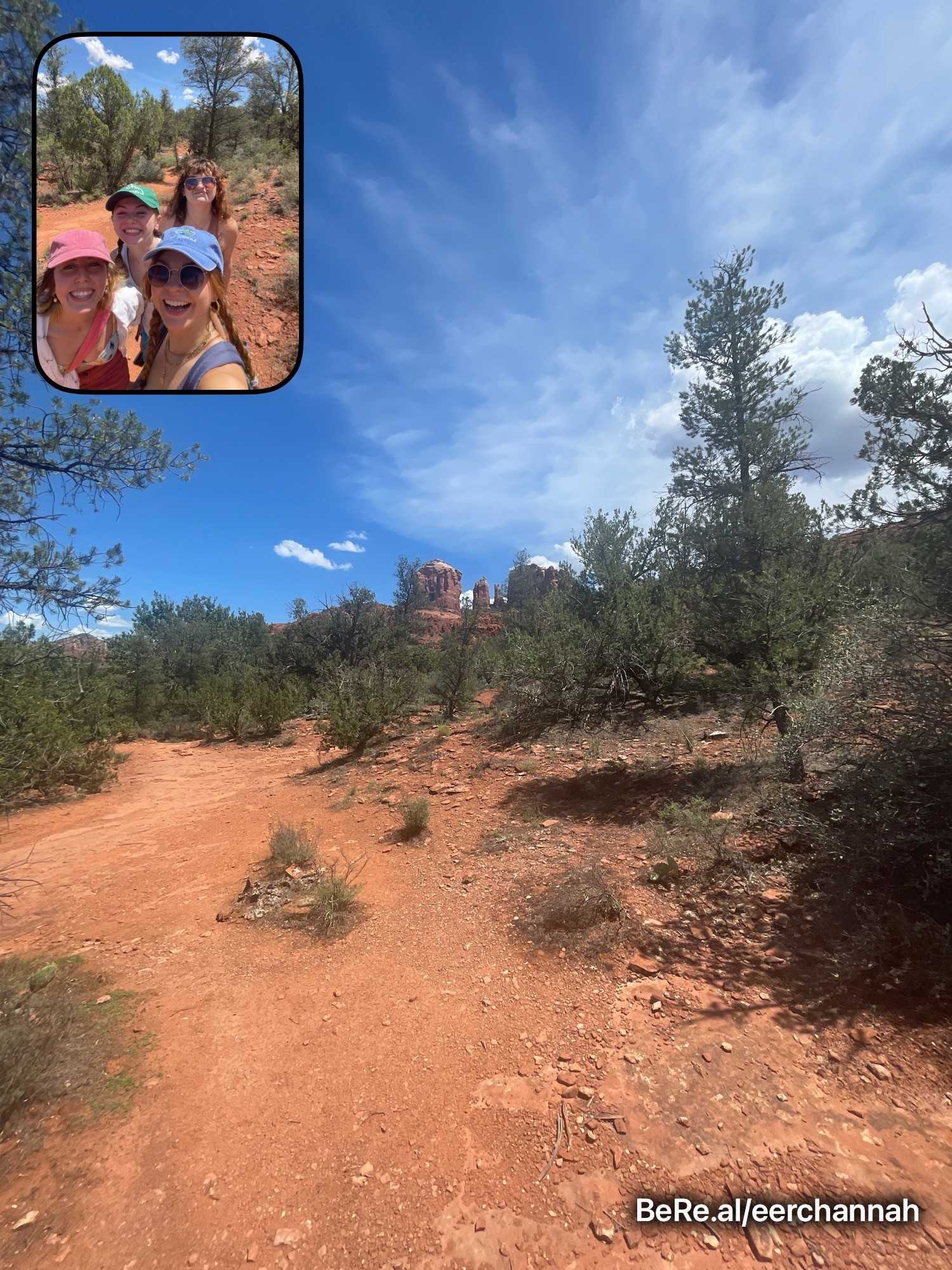 Hannah was hiking with friends when she got the notification to post. Photo courtesy of Hannah Cree. 