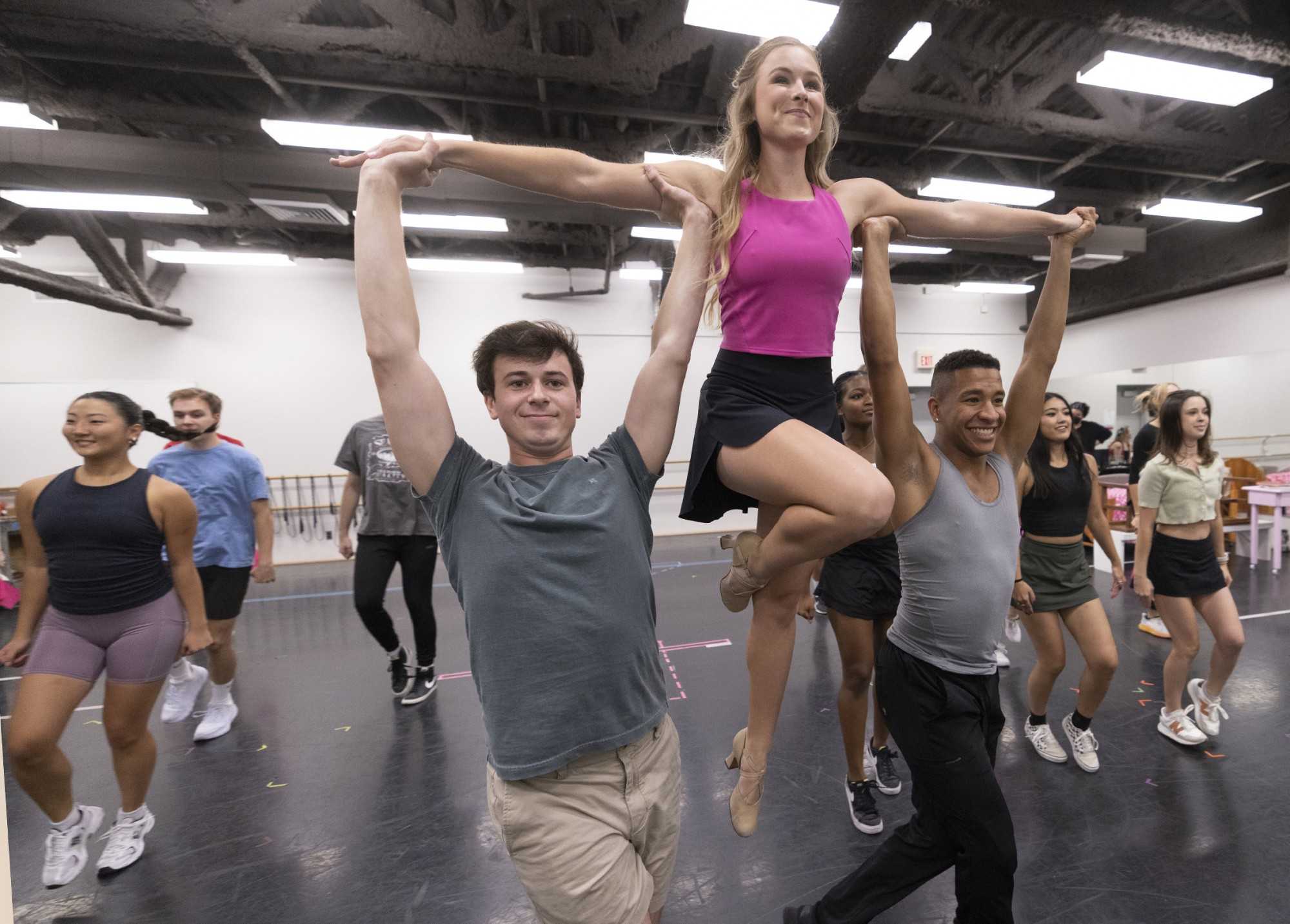 Lillie Langston (center) and cast members rehearsing their roles for “Legally Blonde the Musical” during a Designer Run rehearsal, Tuesday, Sept. 20, 2022. (Photo/Tim Fuller)