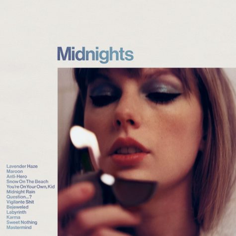 An image of the album cover of Midnights, Taylor Swift's newest addition to her discography. 