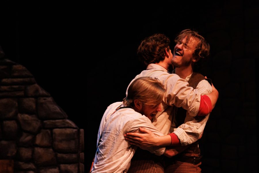 (Left to right) Clayton Lukens as Benvolio, Max Murray as Romeo and Patrick Ryan as Mercutio in the dress rehearsal of Arizona Repertory Theatres production of Romeo and Juliet by William Shakespeare. The show ran from Feb. 26 to March 19 at Tornabene Theater.