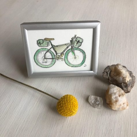 Revolta Art, also known as Monique Laraway’s prints, will be available at the BICAS Art Mart on March 26. Laraway takes inspiration from their passion for bicycles and nature to create pieces. (Courtesy of Revolta Art)