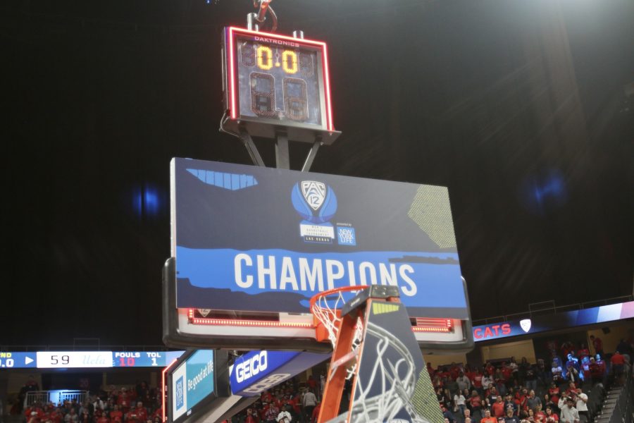 The Arizona mens basketball team defeated UCLA by a score of 61-59 to win the Pac-12 tournament championship on March 11, 2023. 