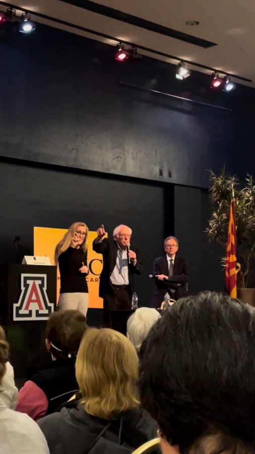 Sen.+Bernie+Sanders+speaks+to+an+audience+at+the+Tucson+Festival+of+Books+on+Sunday%2C+March+5.+He+came+to+campus+to+promote+his+new+book%2C+Its+OK+to+Be+Angry+About+Capitalism.