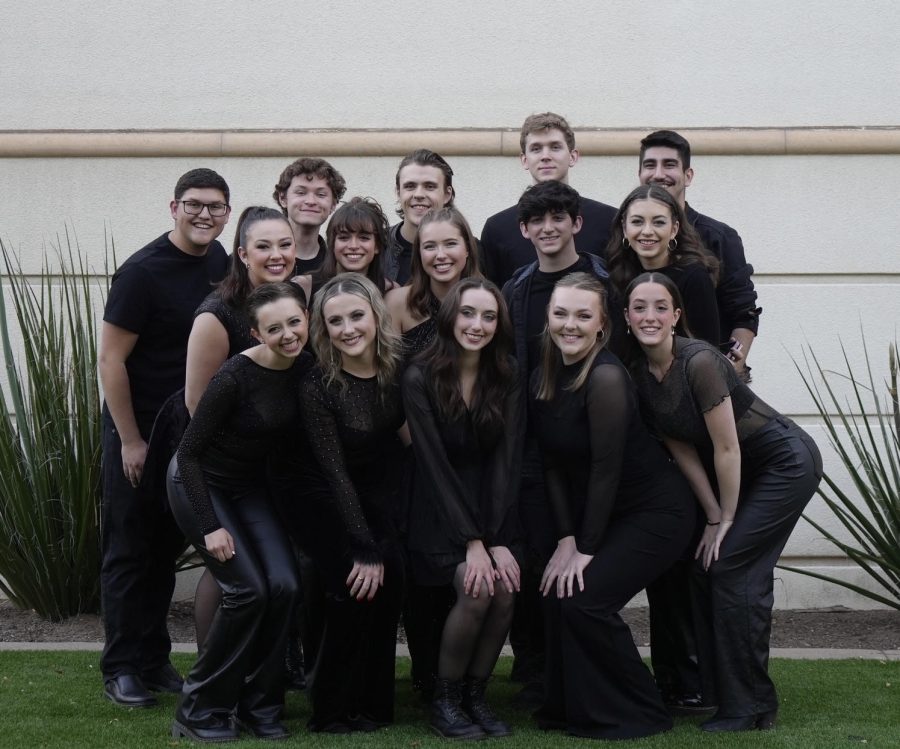 A group photo of the University of Arizonas a cappella group Amplified. Amplified is student-led and will travel to New York City to compete in the 2023 International Championship of Collegiate A Cappella Finals on April 29. (Photo courtesy of Elisa Urbina.) 