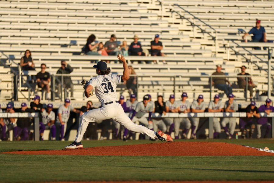 Anthony Tonko Susac pitches for Arizona in a game against Grand Canyon University on March 28 at Hi Corbett Field. The Wildcats went on to win the game in 10 innings with a score of 10-9. 
