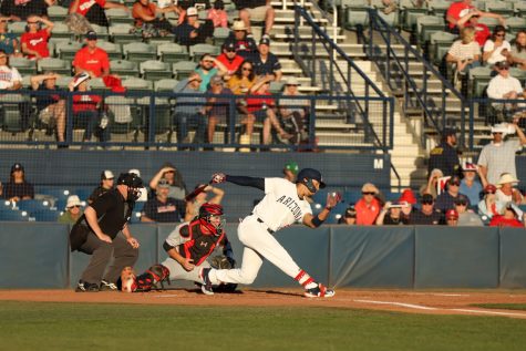 Arizona outfielder Chase Davis at bat in a game against Utah on April 21 at Hi Corbett Field. The Wildcats went on to win the game 14-9. 