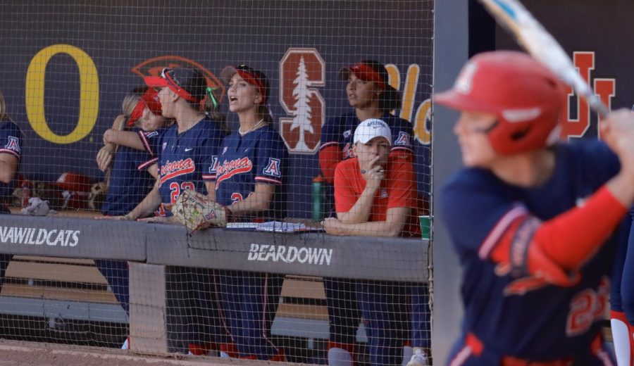 University+of+Arizona+head+coach+Caitlin+Lowe+watches+one+of+her+players+bat+during+the+Pac-12+Softball+Tournament+on+Thursday%2C+May+11%2C+at+Mike+Candrea+Field+at+Rita+Hillenbrand+Memorial+Stadium.+Arizona+lost+the+game+against+UCLA+4-3+and+was+eliminated+from+the+tournament.