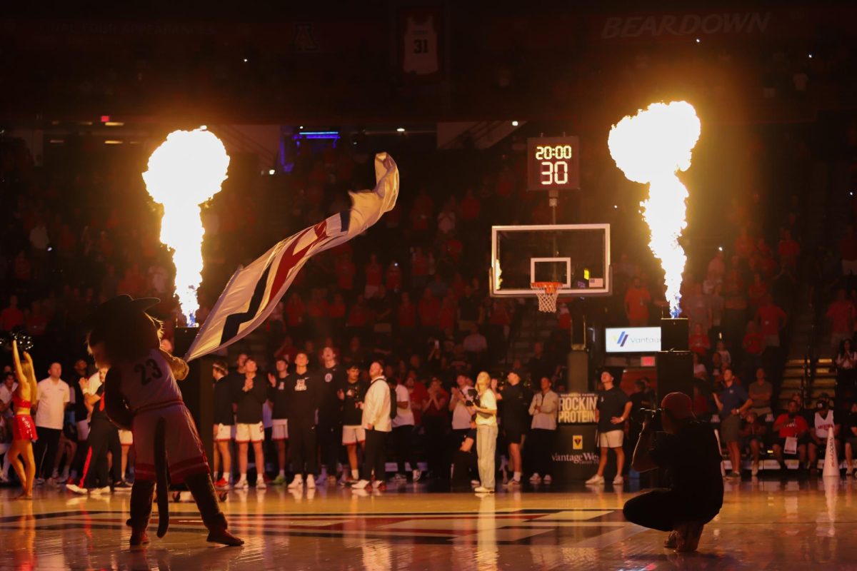 Arizona mens basketball players are introduced during pregame in McKale Center on Monday, Oct. 20. Arizona won its preseason exhibition against Lewis-Clark State College 110-70.

