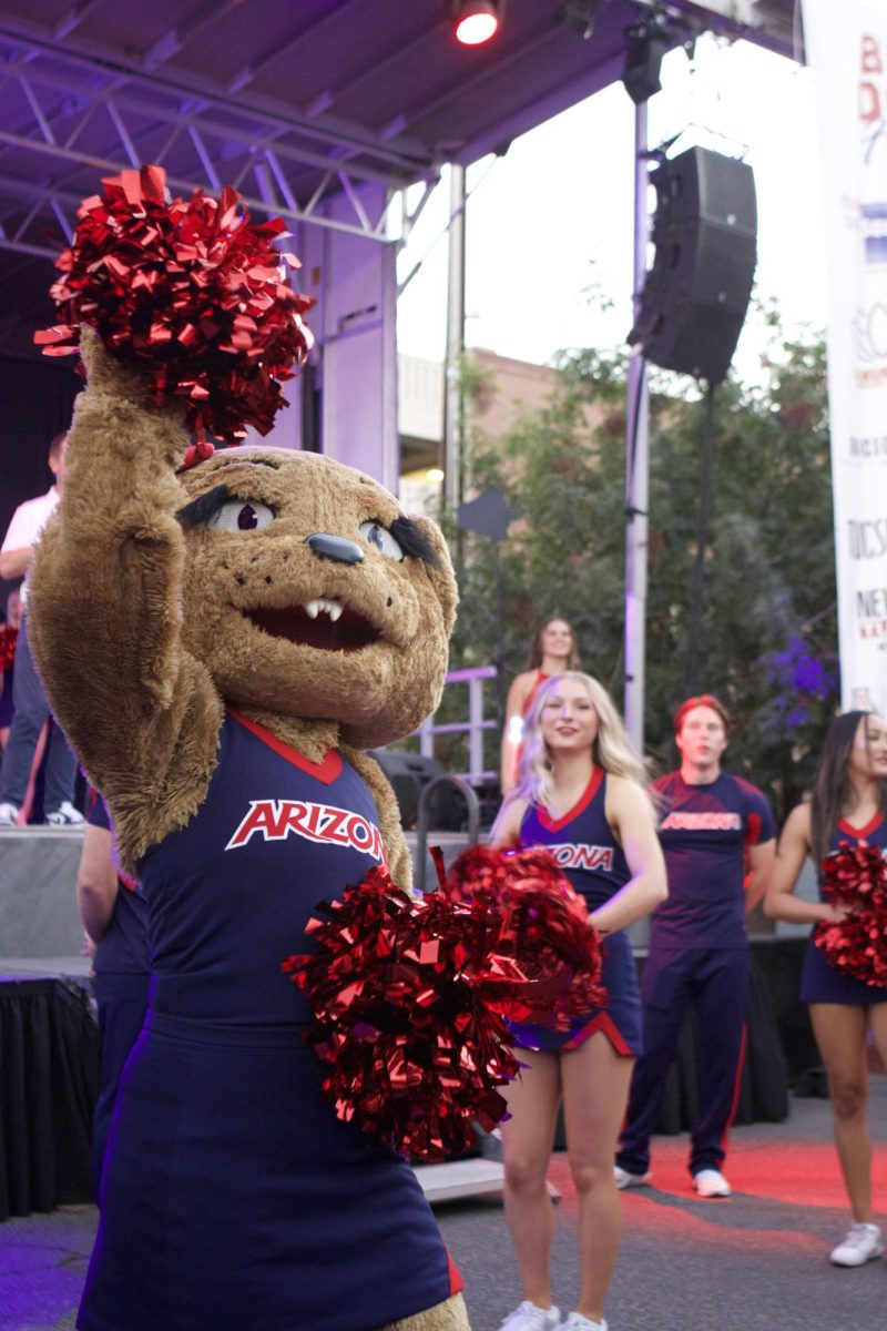 Wilma cheers on the crowd on Sept. 29 for Bear Down Friday. Each Friday before a home football game, the community gets excited with Bear Down Friday.