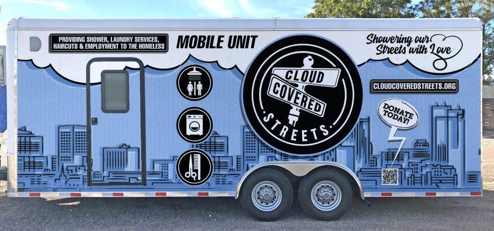 Cloud Covered Streets is hard at work building a second mobile shower trailer so that this one, currently operating in Phoenix, can be brought down to Tucson. Photo courtesy of Cloud Covered Streets. 