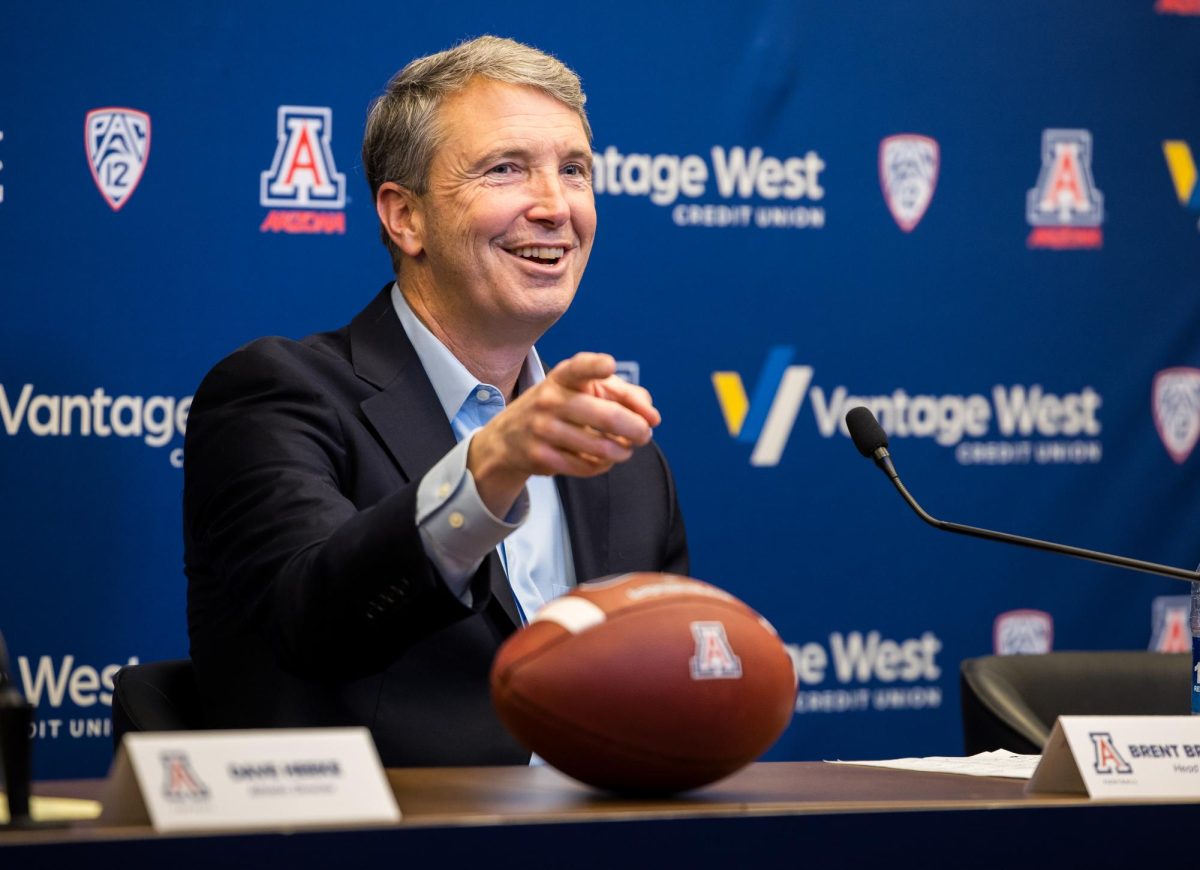 Arizonas new football head coach Brent Brennan in a n introductory press conference in McKale Center on Tuesday Jan. 16. Brennan is coming to the UA from San Jose State University and will be the 31 head coach for Wildcats. 