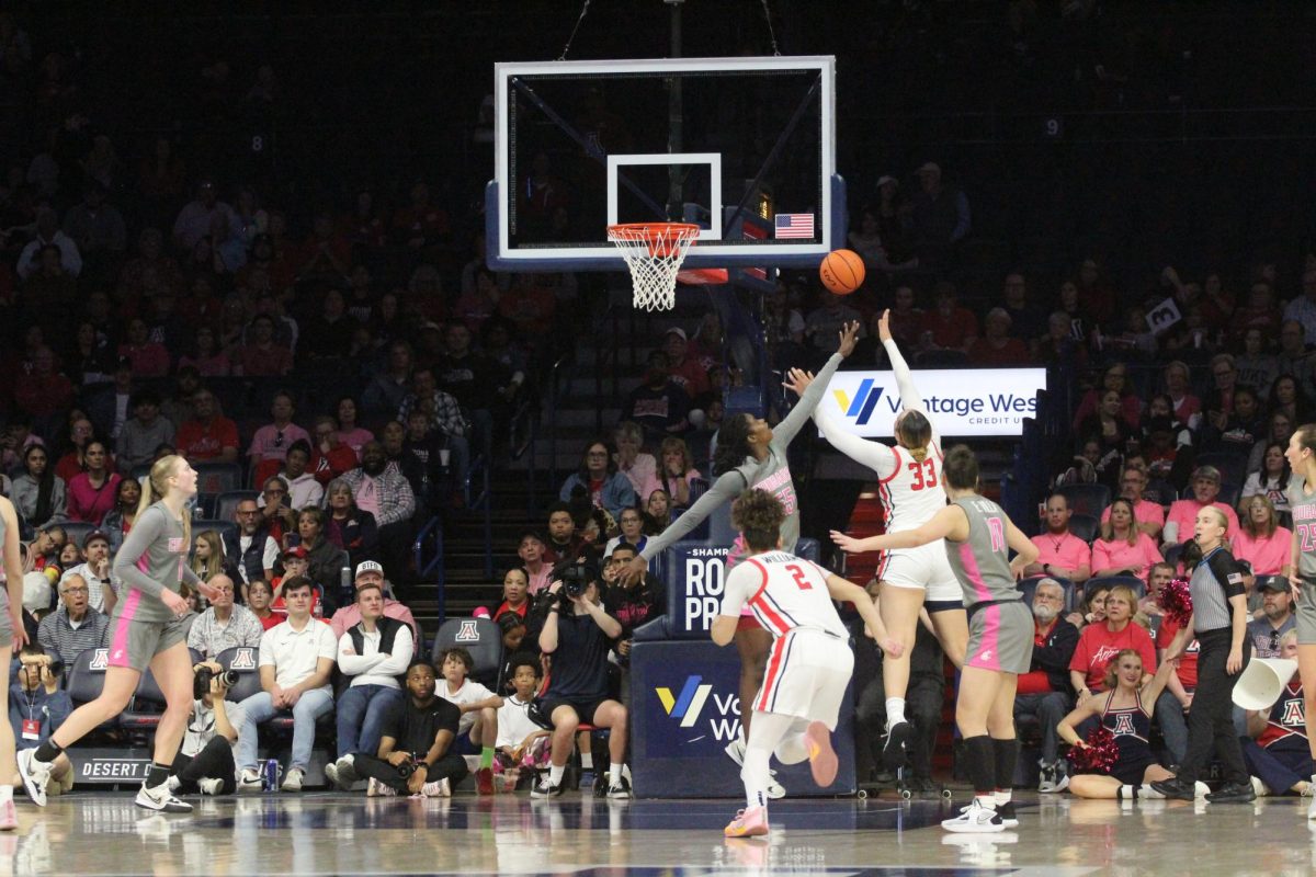 Arizonas Isis Beh makes a layup during the third quarter in McKale Center in the Wildcats game against Washington State on Feb. 16. Beh makes the layup in the third quarter putting the Wildcats up 46-26. 