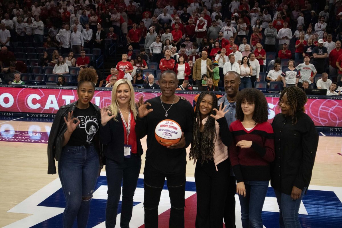 Kenny Lofton, a former Arizona basketball player was inducted into the ring of honor at halftime during the Wildcats game against Oregon on March 2. After Arizona Lofton joined the MLB.