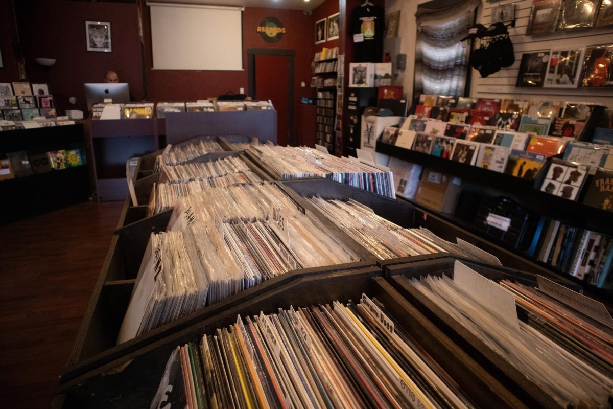 Stacks of records at displayed at Wooden Tooth Records on March 25. The record store boasts a large collection of records of every genre from rock to ambient.
