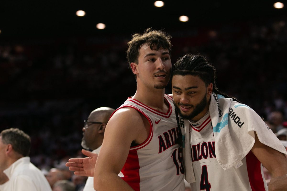 Grant Weitman walks back to the bench in the final minutes of the second half of Arizona’s game against Oregon. Weitman was one of the seniors honored during the game and finished the game with 21 points.