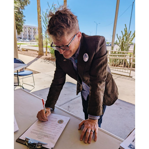 Arizona Corporation Commission candidate Joshua Polacheck filed nominating signatures at the Secretary of State’s office on March 30. Courtesy of Joshua Polacheck.