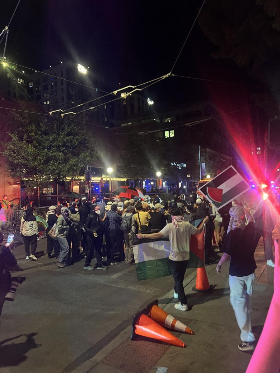 Pro-Palestinian protestors gather on Park Avenue after being forced out of their encampment on the morning of May 10. 