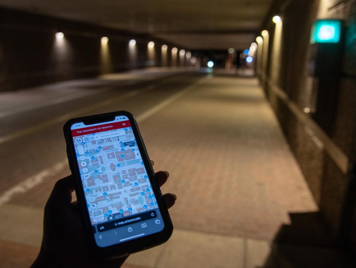 The UA campus map showcases where all the emergency phones are on Oct. 10. The campus map gives students an option to view health and safety resources, too.