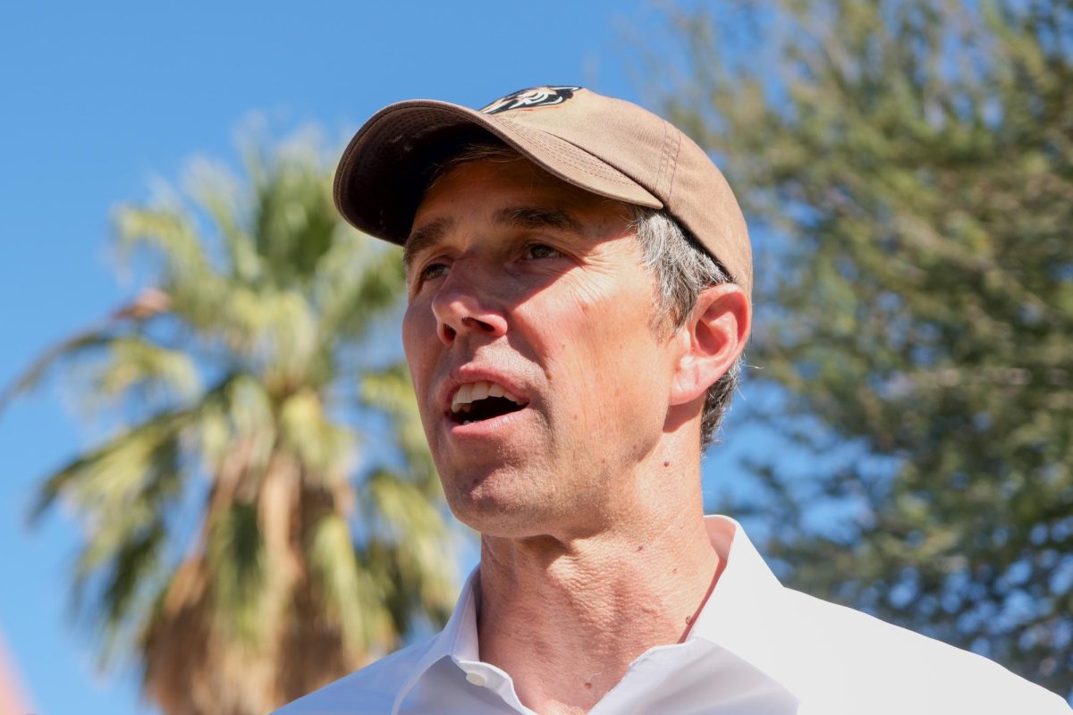 Beto O'Rourke speaks to press at the University of Arizona on Oct. 24. His speech focused on early voting and the importance of young voters.