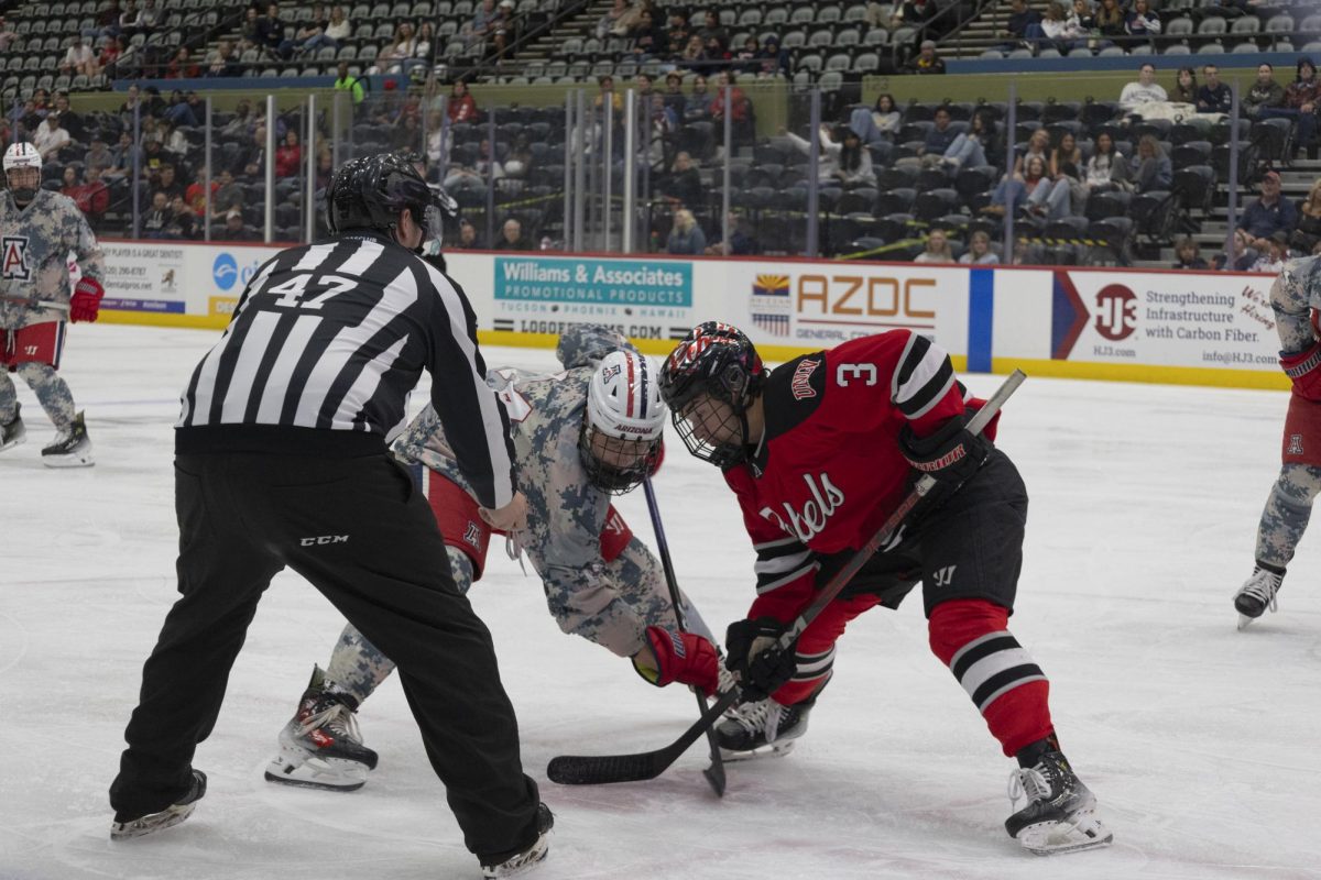 The University of Arizona men's hockey team plays the University of Nevada Las Vegas on Oct. 24 in Tucson Arena. Arizona made its first goal in the second period after being down 3-0. 