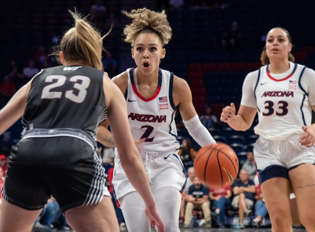 University of Arizona basketball player Jada Williams plays against West Texas A&M on Oct. 25, in McKale Center. Williams is a sophomore from Kansas City, Mo. 