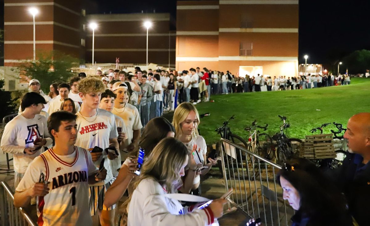 Zona Zoo members lined up outside of McKale Center before Arizona's matchup against Duke University on Nov. 22.  Fans started lining up as early as 7 AM in order to get the best seats.