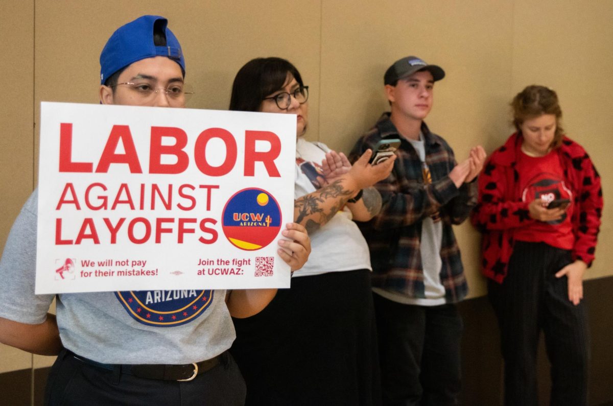 Audience members at an Arizona Board of Regents meeting listen to a student speak on Nov. 21. ABOR consists of officials from all three major state universities with in-person meetings once a month.